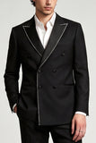 Costumes de bal Peak Double Piece noirs double boutonnage en double boutonnage pour hommes de bal