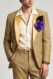 Costumes de bal pour hommes à revers en châle doré en deux pièces à simple boutonnage