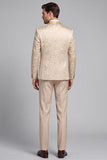 Champagne en 3 pièces en châle en satin jacquard pour hommes en costume de bal