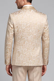 Champagne en 3 pièces en châle en satin jacquard pour hommes en costume de bal