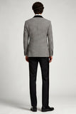 Costumes de bal pour hommes à boutons simples en deux pièces en châle pied-de-poule gris