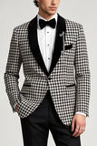 Costumes de bal pour hommes à boutons simples en deux pièces en châle pied-de-poule gris