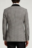 Costumes de bal pour hommes à boutons simples en deux pièces en châle pied-de-poule gris