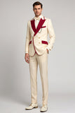 Costumes de bal de bal double boutonnage double boutonnage en double croix Ivory Peak pour hommes de bal