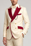 Costumes de bal de bal double boutonnage double boutonnage en double croix Ivory Peak pour hommes de bal