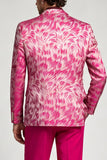Costumes de bal de promo imprimés à boutons simples à boutonnage en fuchsia en 2 pièces
