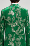 Costumes de bal verts pour hommes en 2 pièces à sequins floraux Peak Lapel