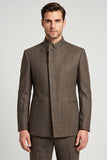 Blazer de bal pour hommes Stand Collar Brown Slim Fit