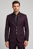 Blazer de bal pour hommes à col simple à boutons simples en claret