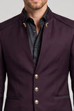Blazer de bal pour hommes à col simple à boutons simples en claret
