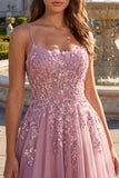 Robe de soirée longue gris rose scintillante, ligne A, à paillettes, corset en tulle et perlée