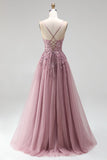 Robe de soirée longue gris rose scintillante, ligne A, à paillettes, corset en tulle et perlée