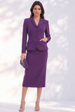 Costume femme à simple boutonnage violet foncé avec poches