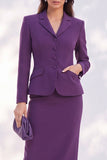 Costume femme à simple boutonnage violet foncé avec poches