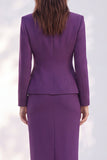 Costume femme à simple boutonnage violet foncé avec poches
