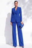 Costume femme à simple boutonnage avec revers bleu royal