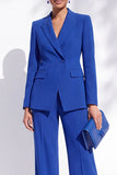 Costume femme à simple boutonnage avec revers bleu royal