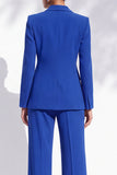 Costume femme à simple boutonnage avec revers bleu royal