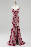 Robe de soirée longue avec drapé en tulle, à paillettes, rose, coupe sirène, sans bretelles