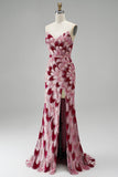 Robe de soirée longue avec drapé en tulle, à paillettes, rose, coupe sirène, sans bretelles