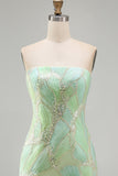 Robe de soirée longue avec paillettes scintillantes, vert menthe