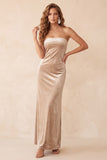 Robe longue de fête de fête sans anneaux en velours olive