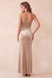 Robe longue de fête de fête sans anneaux en velours olive