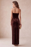Robe longue de fête de fête sans anneaux en velours olive
