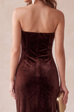 Robe longue de fête de fête sans anneaux en velours olive