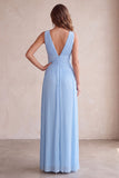 Robe longue de mariage noire à col en V plissé