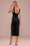 Robe de fête Midi Midi à perles froncées vert foncé vert foncé