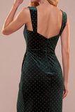 Robe de fête Midi Midi à perles froncées vert foncé vert foncé