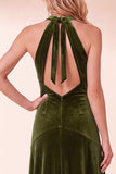 Robe longue de fête de fin d’année en velours noir en ligne A