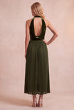 Robe de fête de fête midi plissée en velours noir en ligne A avec poches