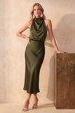 Robe de mariage Satin Midi à col sirène en chocolat