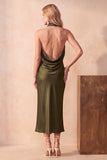 Robe de mariage Satin Midi à col sirène en chocolat