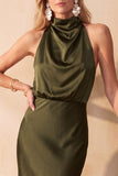 Robe de mariage Satin Midi à col sirène en chocolat