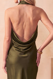 Robe de mariage Satin Midi à col sirène en chocolat