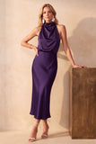 Robe de mariage Satin Midi à col sirène en chocolat
