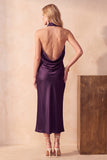 Robe de mariage Satin Midi à col sirène en chocolat