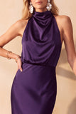 Robe de mariage Satin Midi à col sirène en chocolat