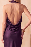 Robe de mariage Satin Midi à col sirène en chocolat