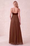 Robe maskini plissée Coffee A-Line Sweetheart avec poches