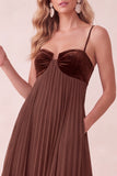 Robe maskini plissée Coffee A-Line Sweetheart avec poches