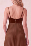 Robe maskini plissée Coffee A-Line Sweetheart avec poches