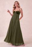 Robe maskini plissée Coffee A-Line Sweetheart avec poches