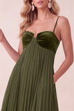 Robe maskini plissée Coffee A-Line Sweetheart avec poches