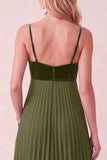 Robe maskini plissée Coffee A-Line Sweetheart avec poches