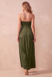 Robe longue de mariage noire en satin A, sans bretelles et froncées, longue robe d’invité