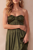 Robe longue de mariage noire en satin A, sans bretelles et froncées, longue robe d’invité